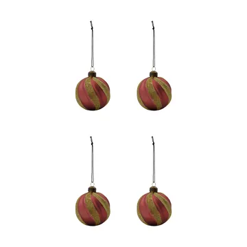 Swirl julekule 4-pk - Dempet rød-gull - House Doctor