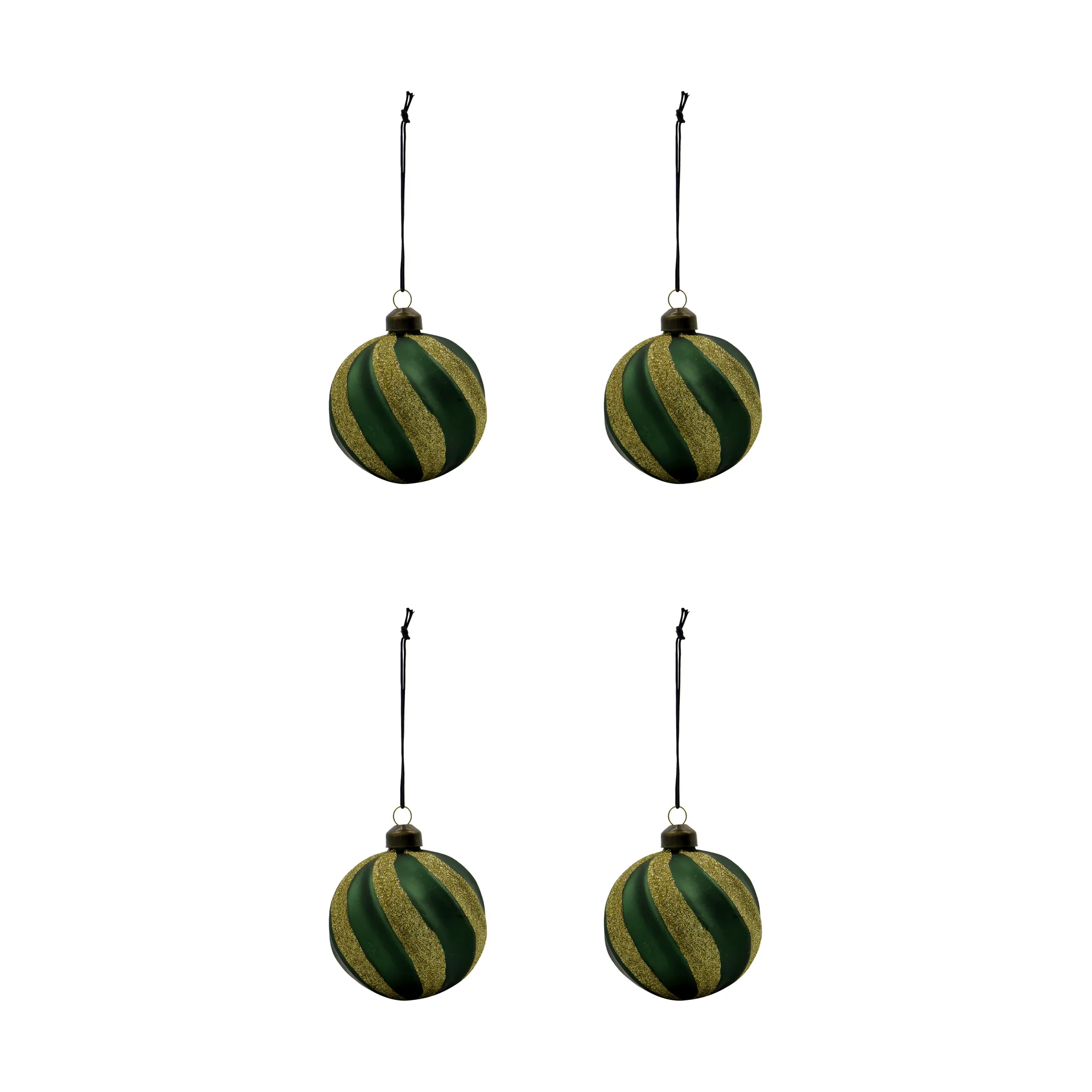 Swirl julekule 4-pk, Grønn-gull House Doctor