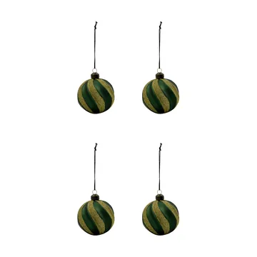 Swirl julekule 4-pk - Grønn-gull - House Doctor