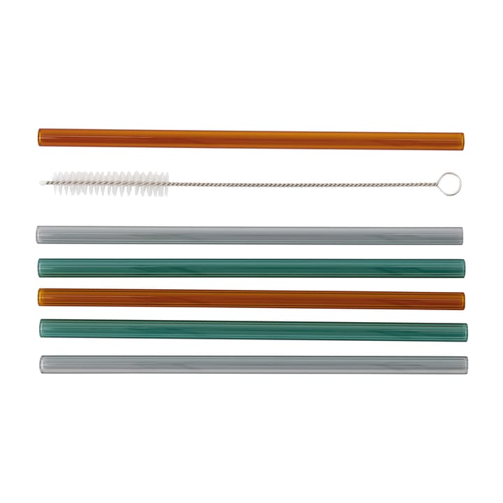 Vaca glassugerør 6-stk., Green-grey-oransje House Doctor