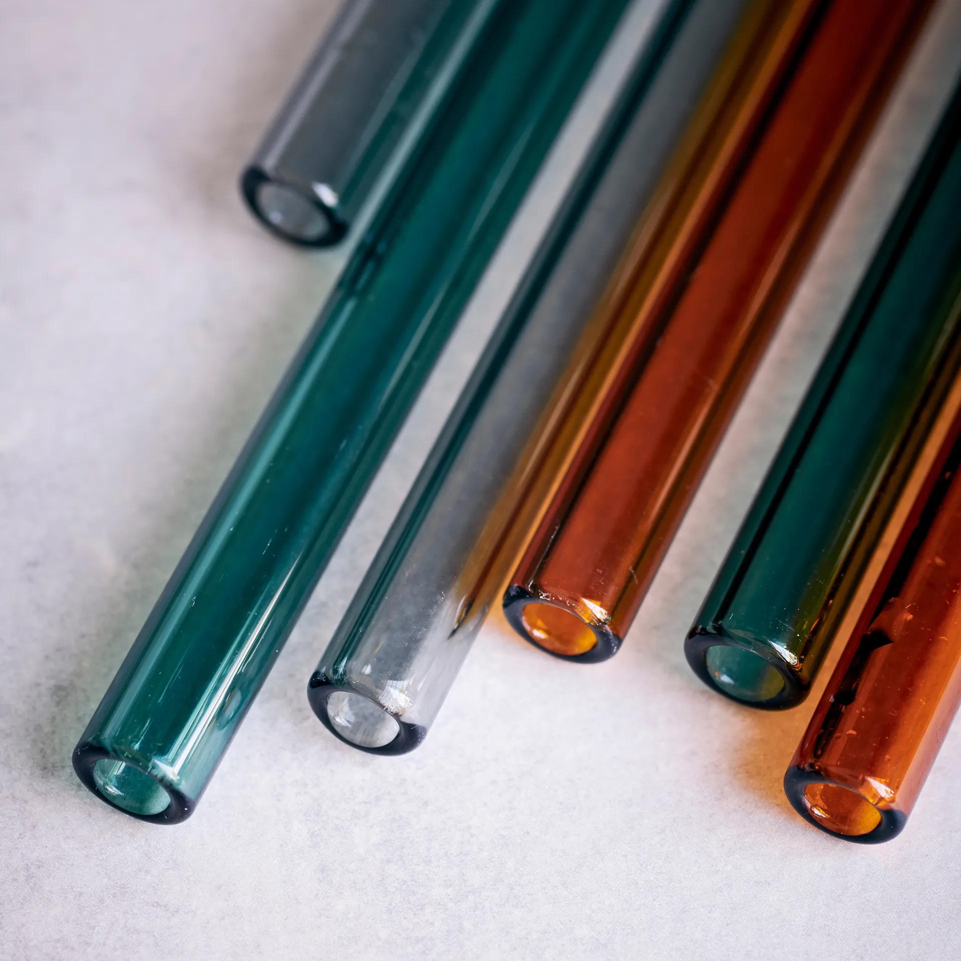 Vaca glassugerør 6-stk., Green-grey-oransje House Doctor