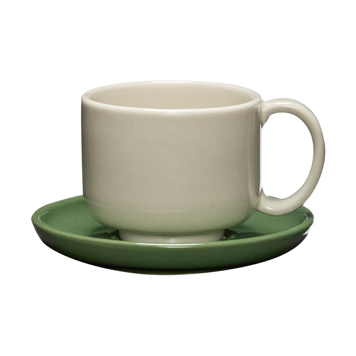 Amare kopp med fat - Sand-green - Hübsch