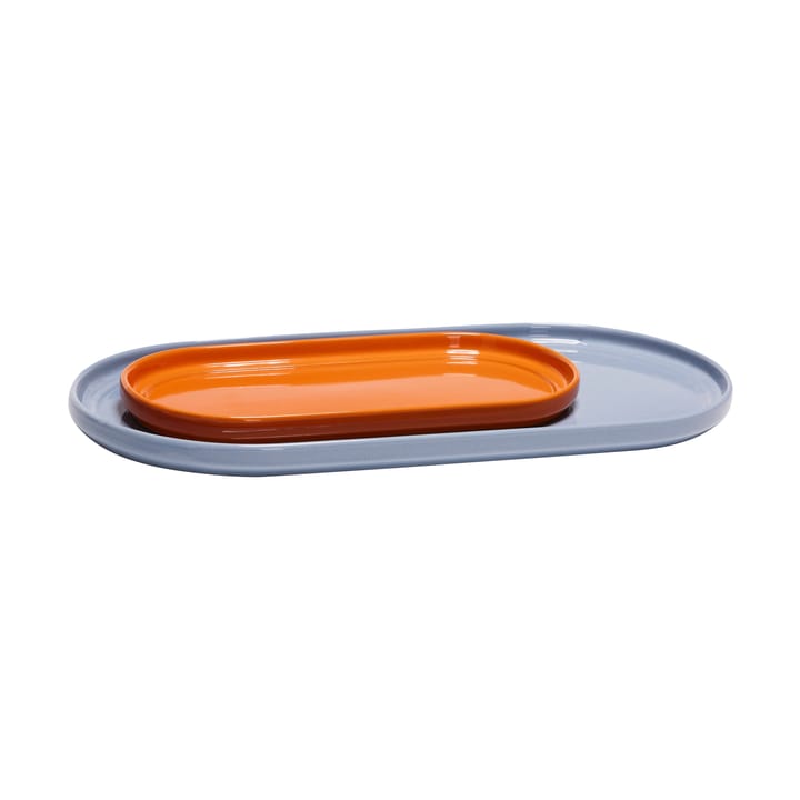 Amare serveringsbrett sett 2 deler - Light blue-orange - Hübsch
