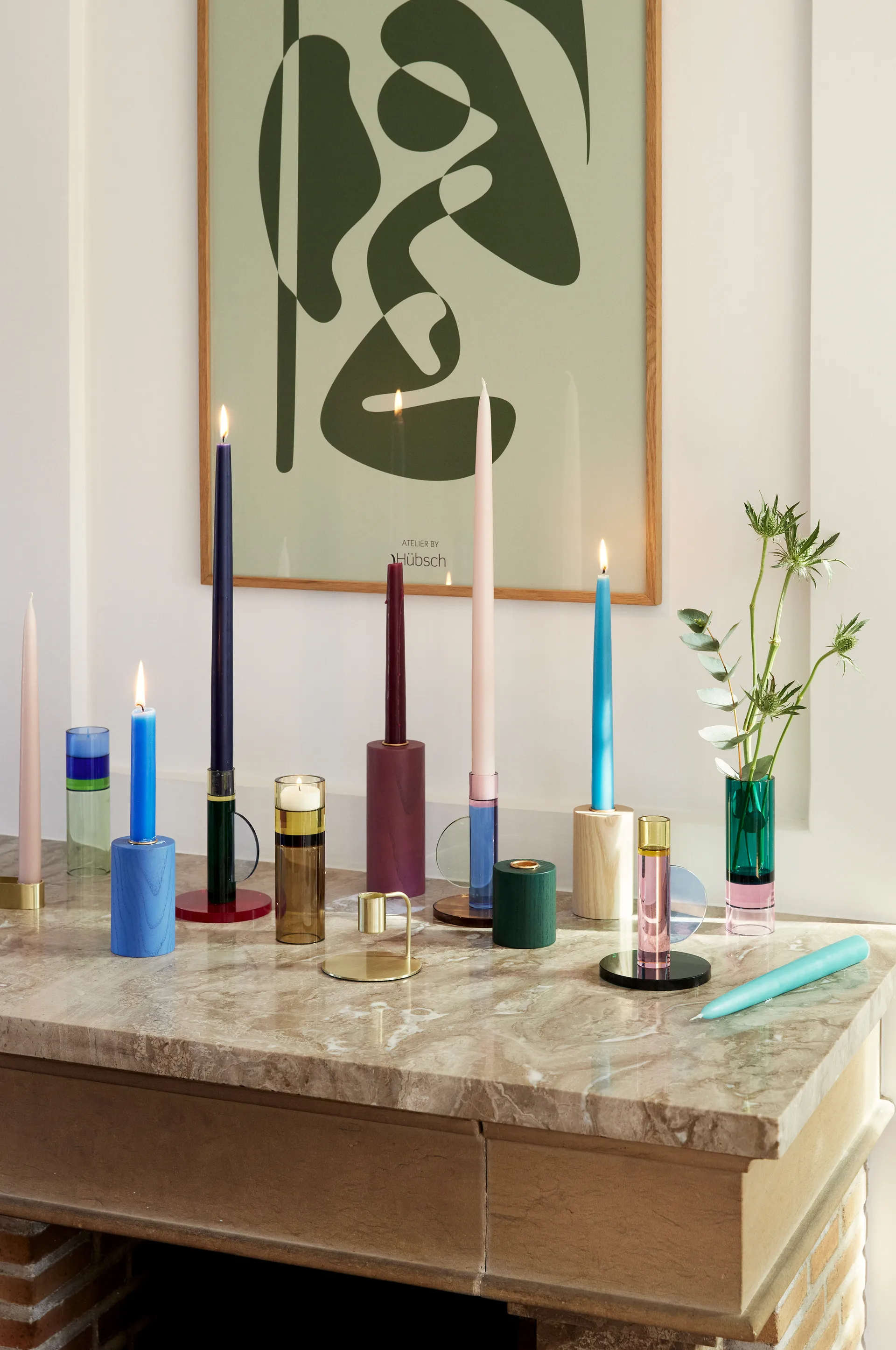 Astro lysestake, Pink Hübsch Interior