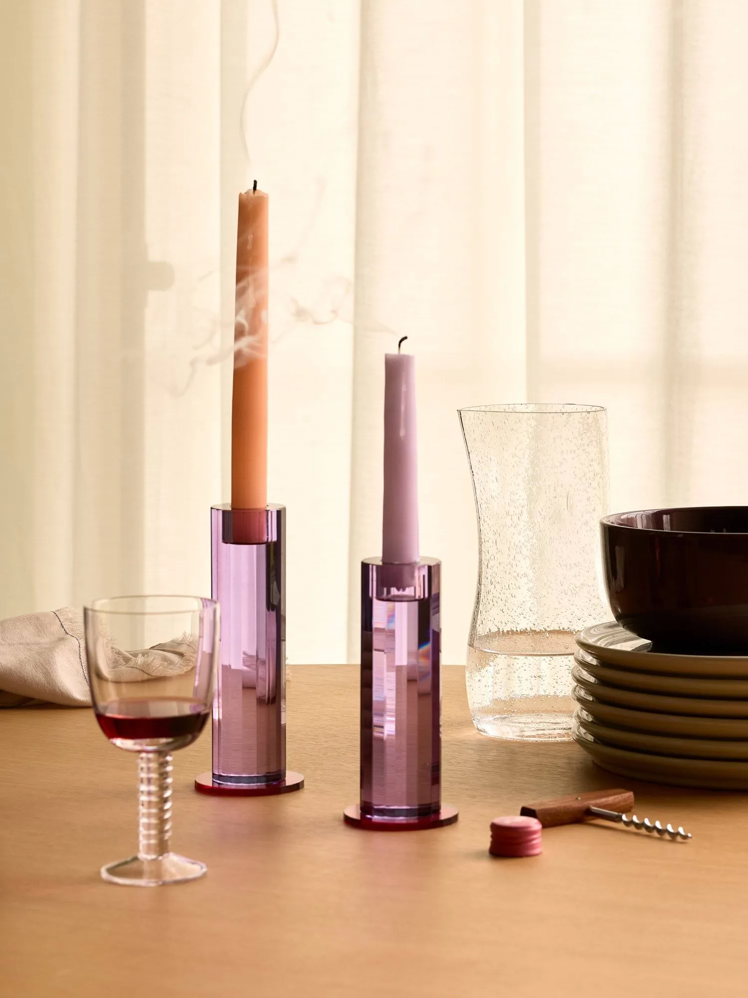 Cut lysestake 2 deler, Purple Hübsch Interior