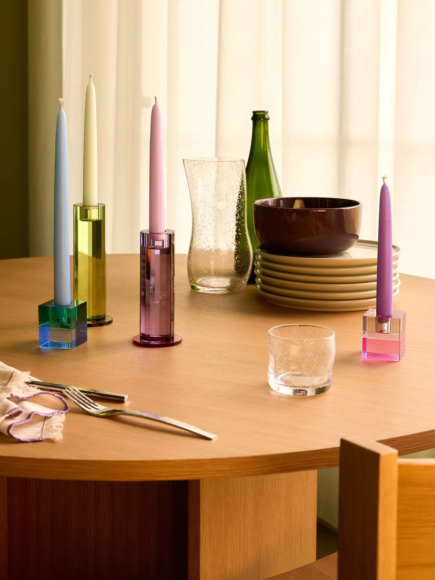 Cut lysestake 2 deler, Purple Hübsch Interior