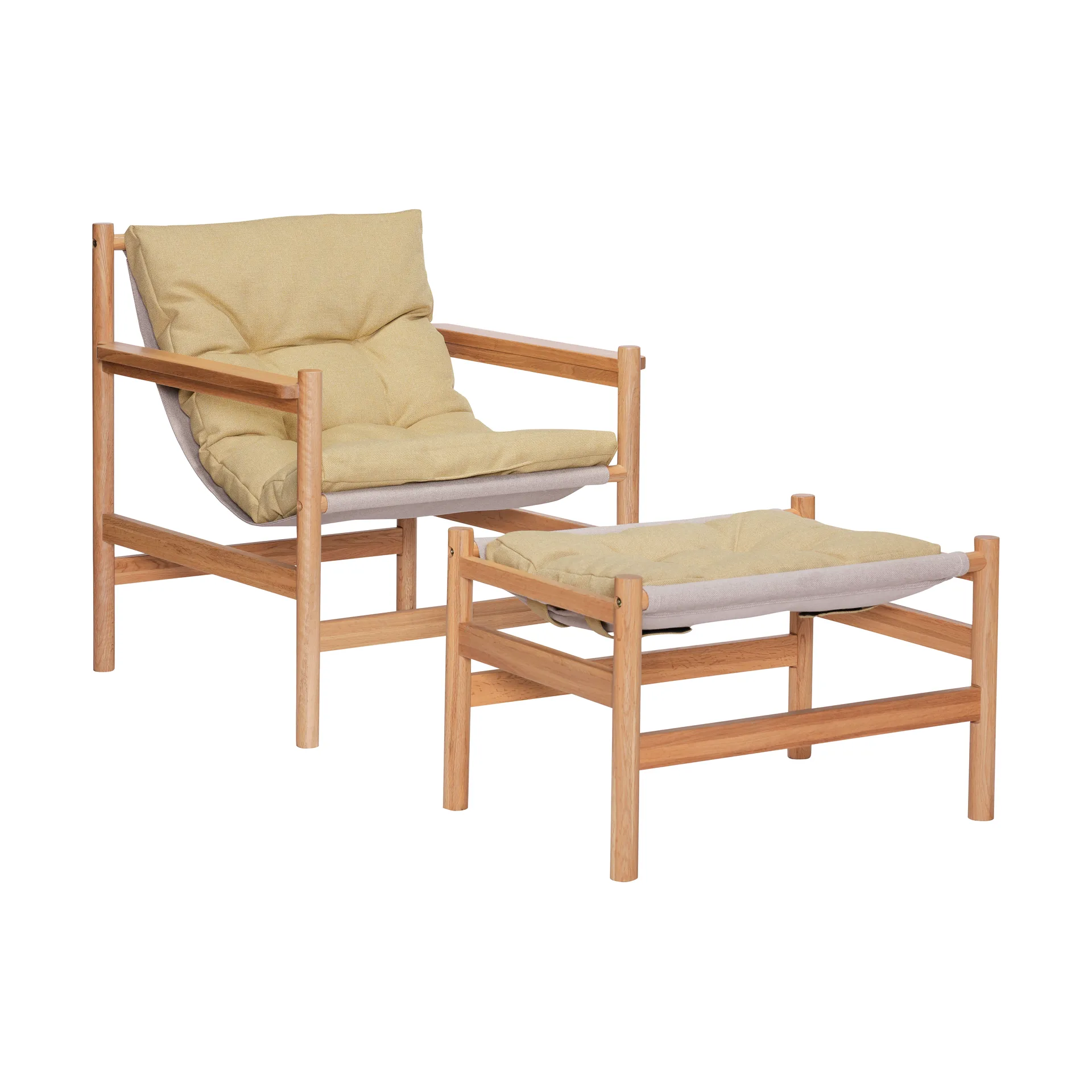 Heritage lenestol og fotskammel, Eik-gul Hübsch Interior