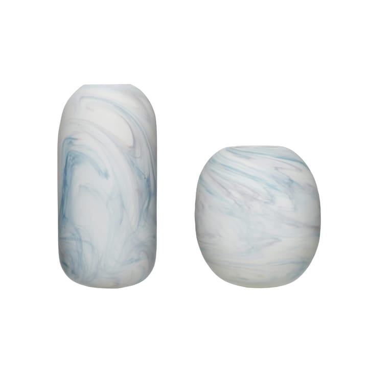 Hübsch Vase 2-pakning 15x17 cm, Marmor-hvit-blå Hübsch Interior