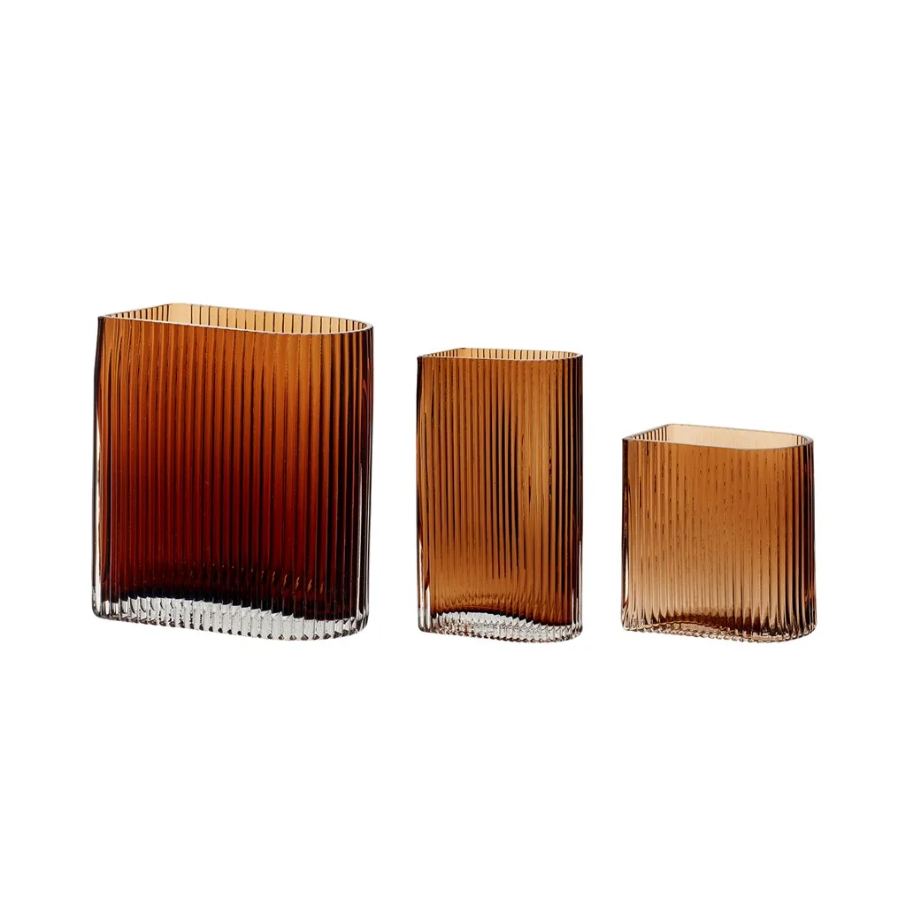 Hübsch Vase 3-pakning, Oransje-brun Hübsch