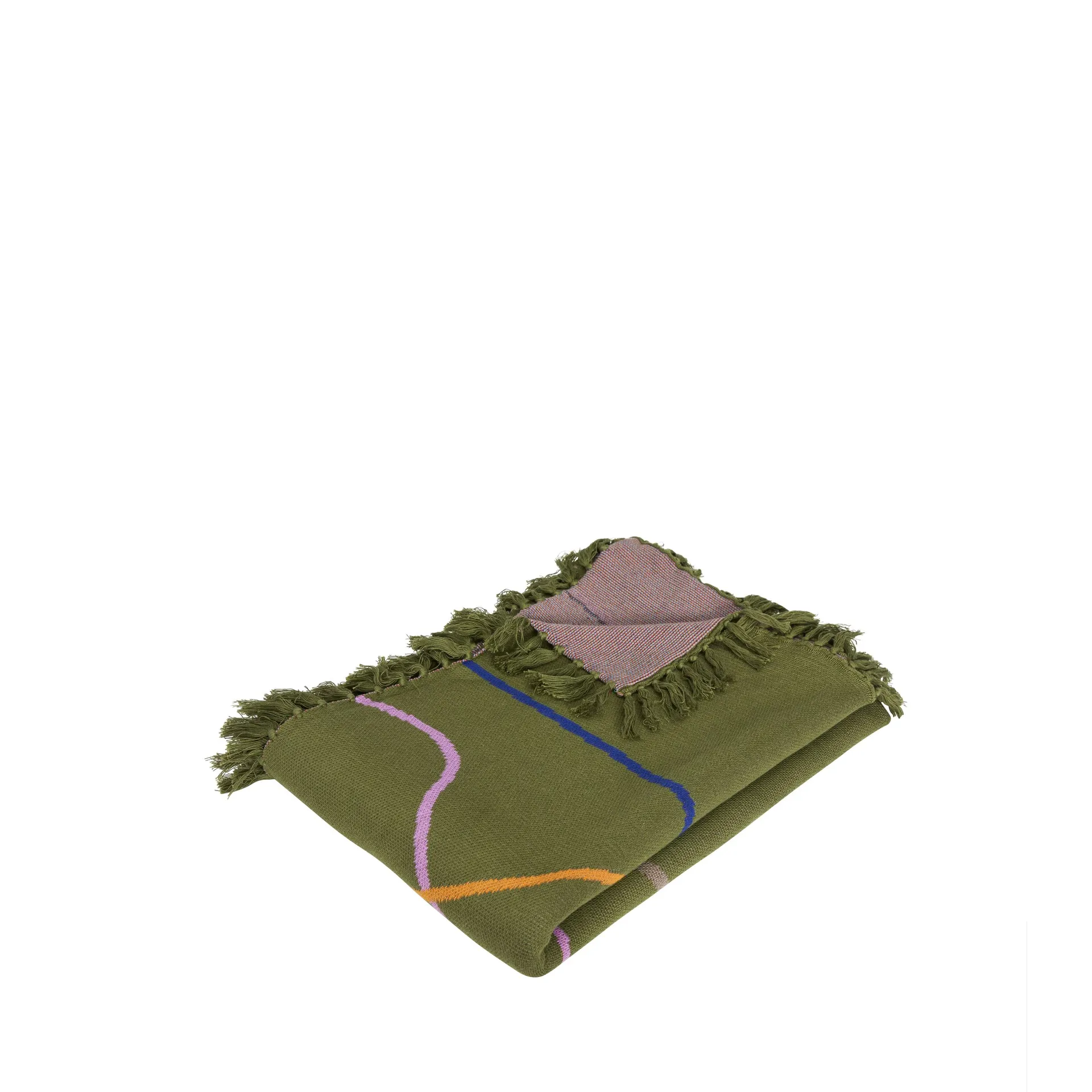 Outline pledd 140x200 cm, Grønn-mønstret Hübsch Interior