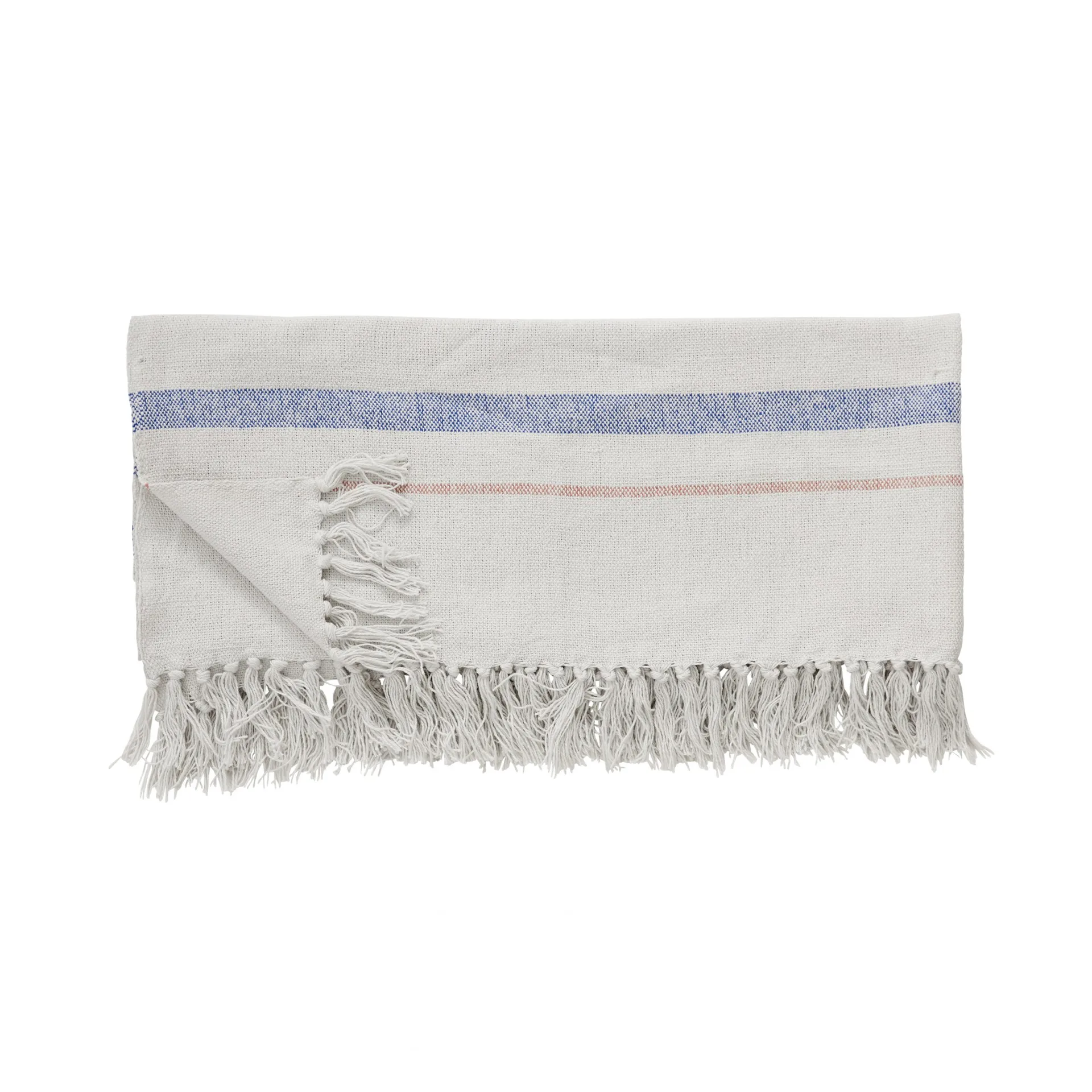 Pledd bomull 140x200 cm, Beige-blå-persika-vit Hübsch Interior