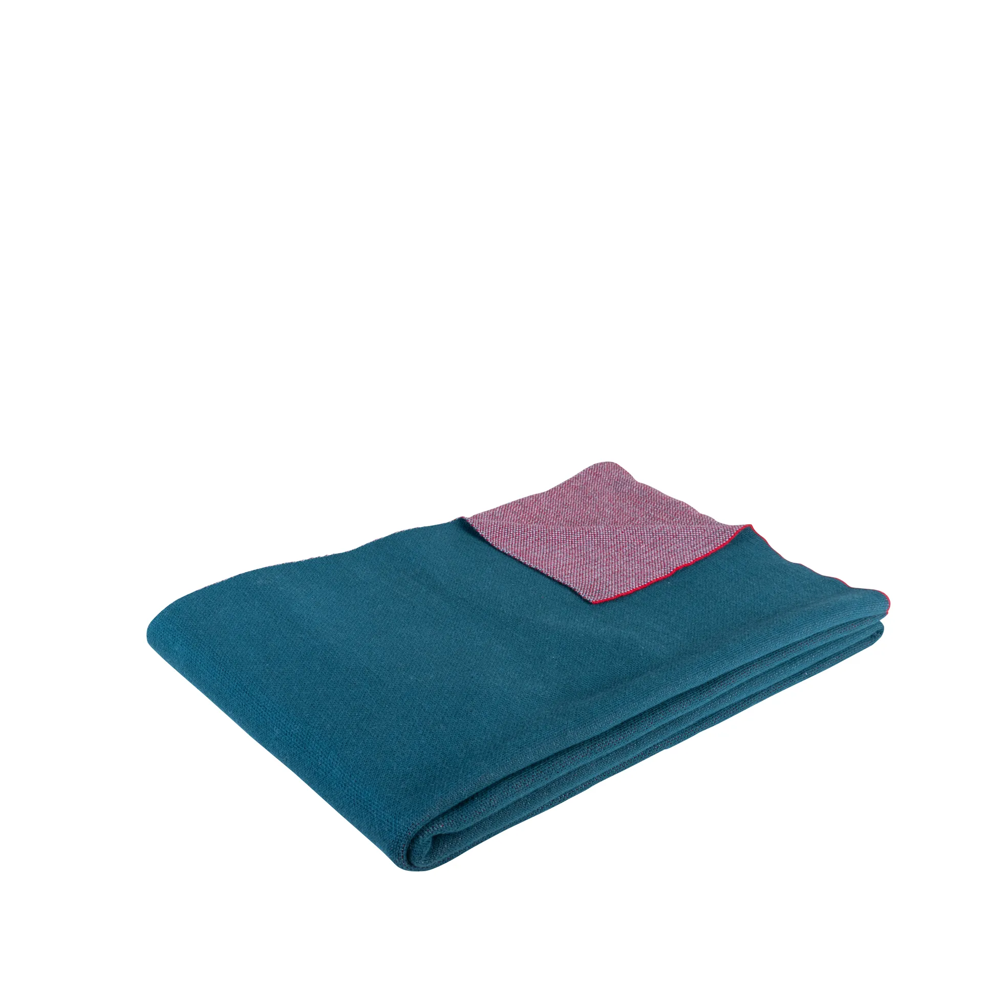 Pledd bomull 140x200 cm, Petroleumblå-bordeaux Hübsch Interior