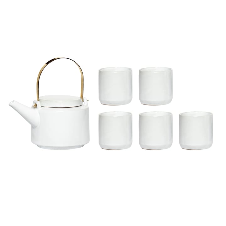 Tesett 5 deler med kanne, Hvit Hübsch Interior