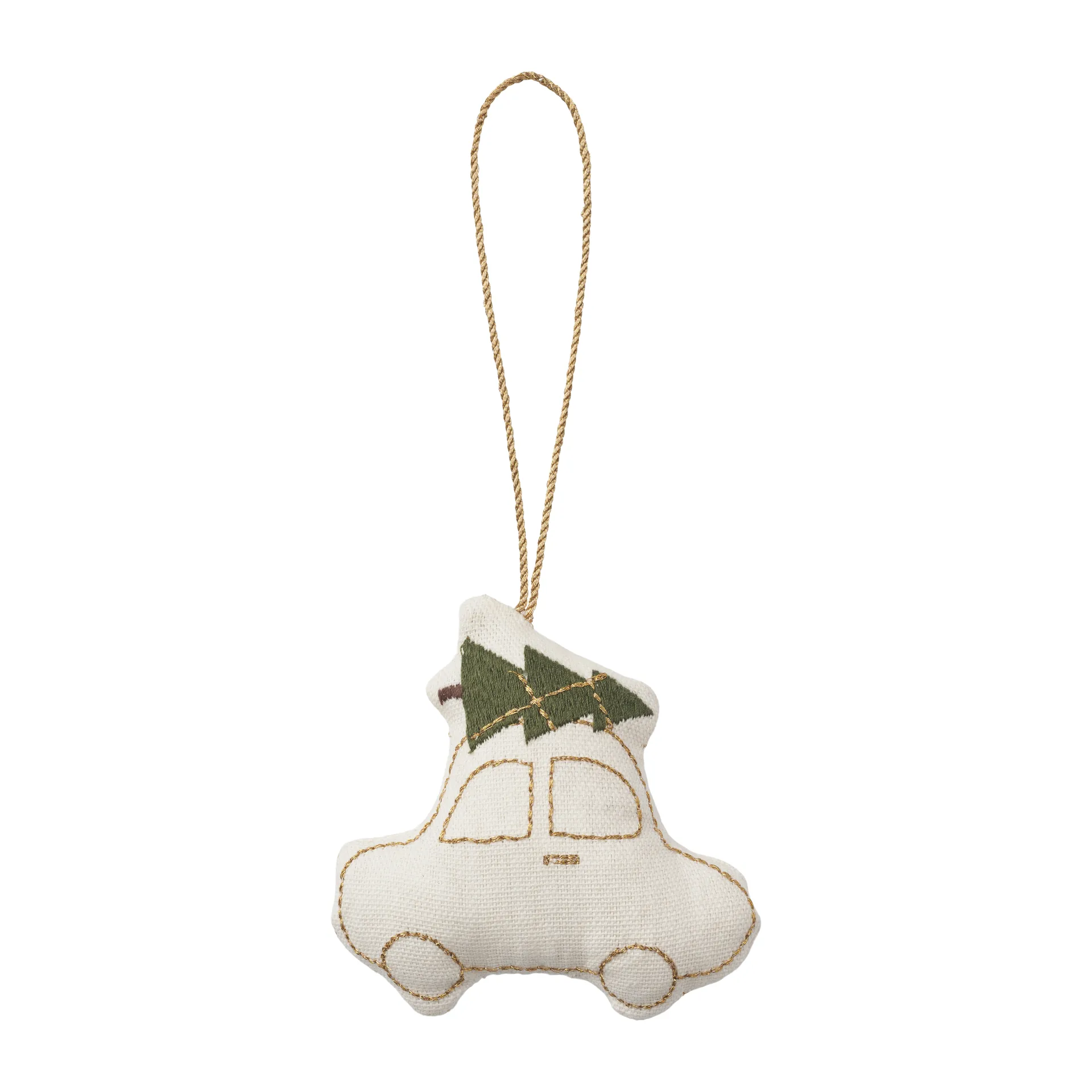 Humdakin Car julepynt bomull, Off white/gold Humdakin