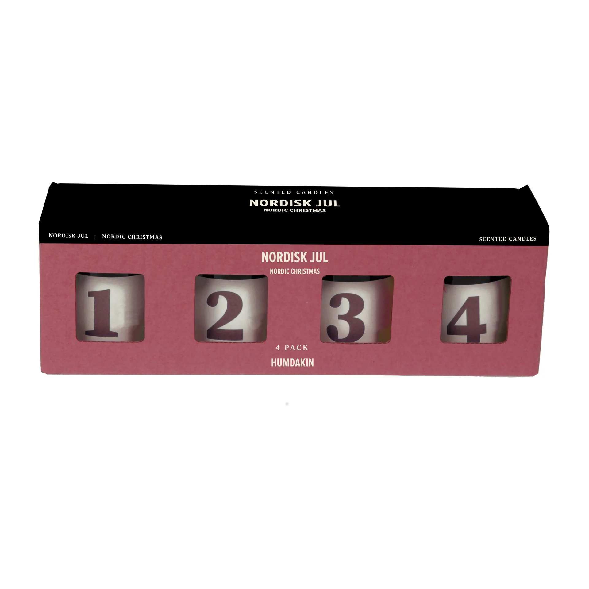 Humdakin Nordisk Jul duftlys 4-pakning, Red Humdakin