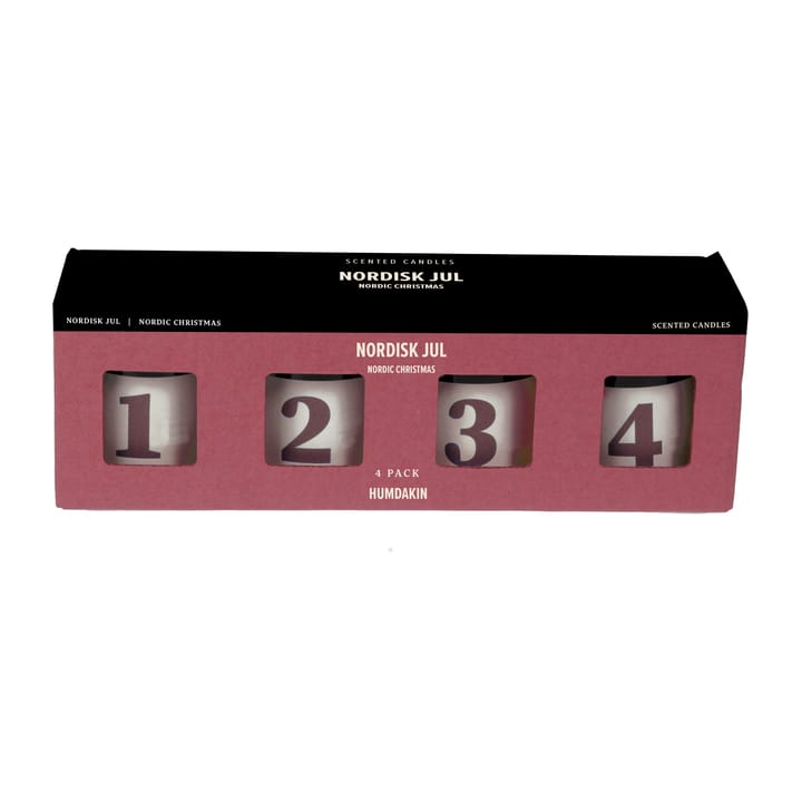 Humdakin Nordisk Jul duftlys 4-pakning - Red - Humdakin