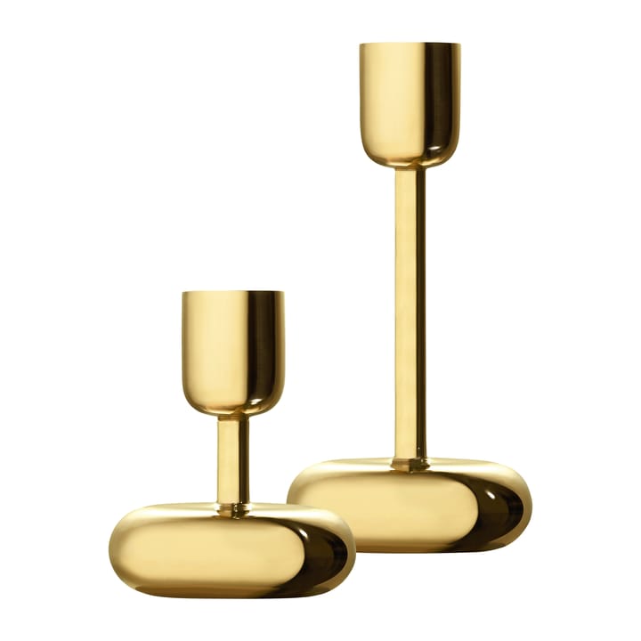 Nappula lysestake gavesett 2 deler, Messing Iittala
