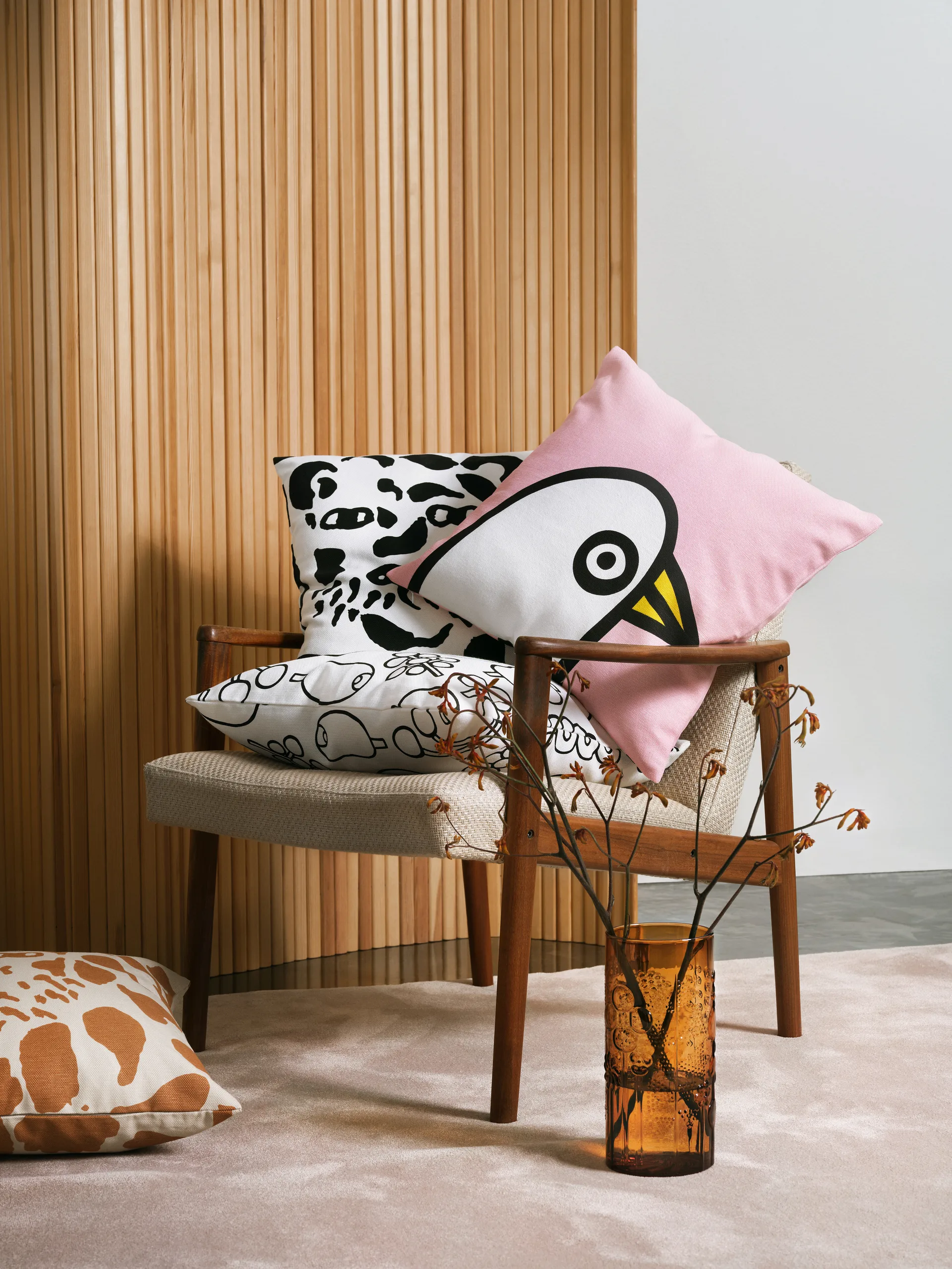 Oiva Toikka Birdie putevar 47 x 47 cm, Rosa Iittala