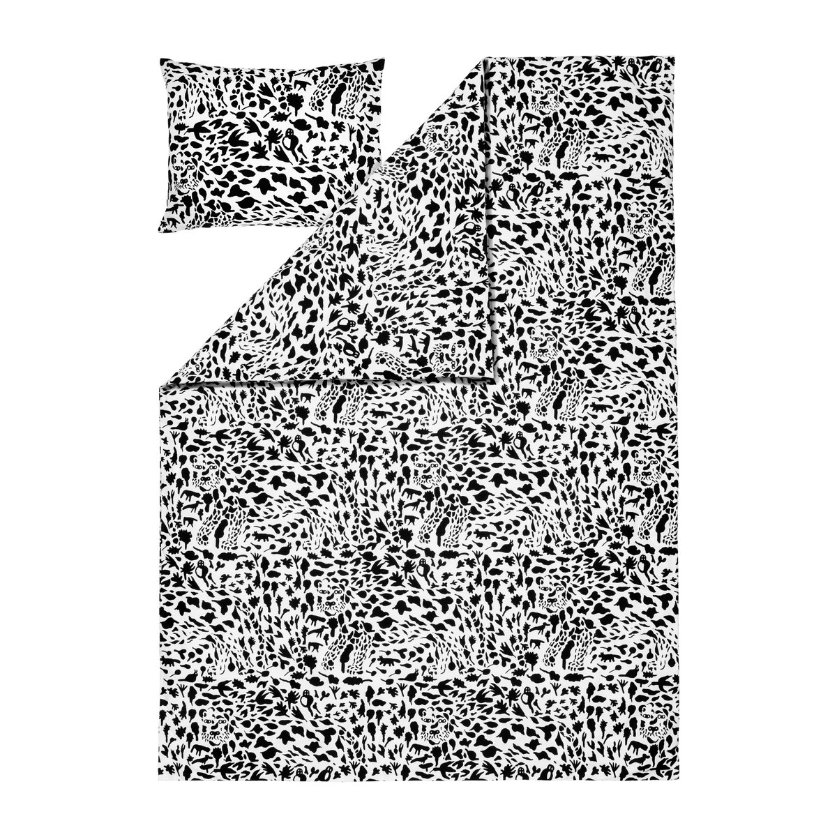Bilde av Iittala Oiva Toikka Cheetah sengesett 150 x 210 cm Svart-hvit