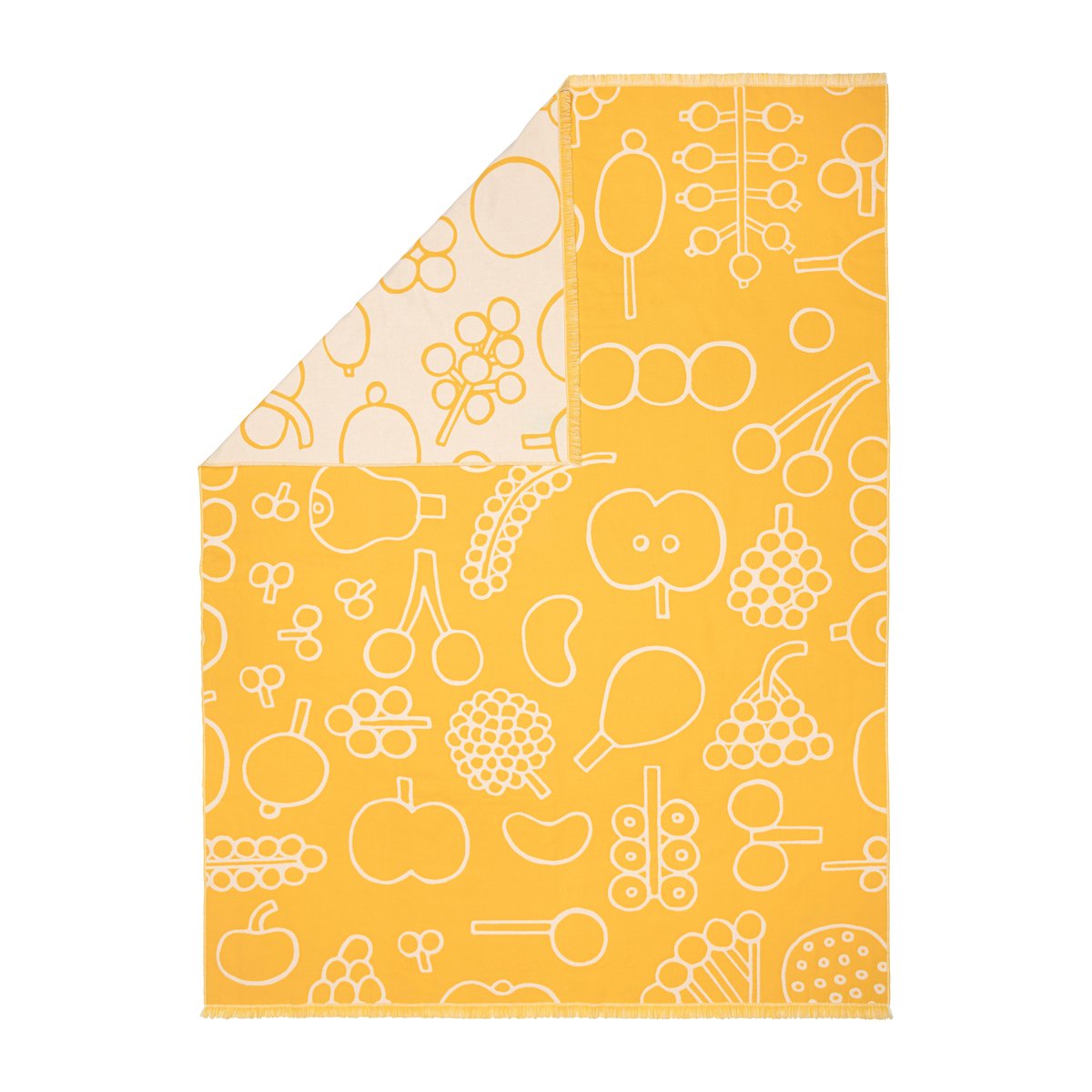 Iittala Oiva Toikka Frutta pledd 130 x 180 cm Gul | Skandinavisk Design | Ullpledd | Gul