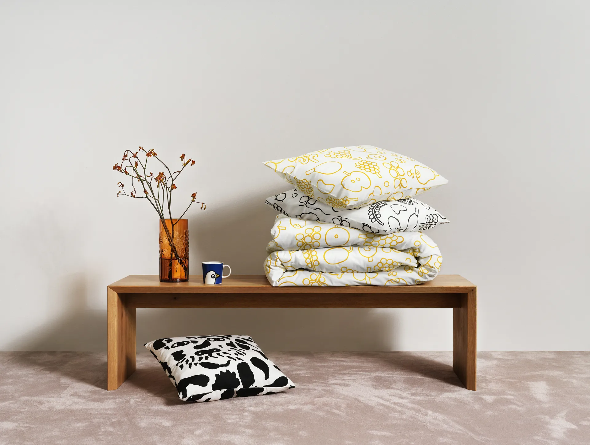 Oiva Toikka Frutta sengesett 150x210 cm, Gul Iittala