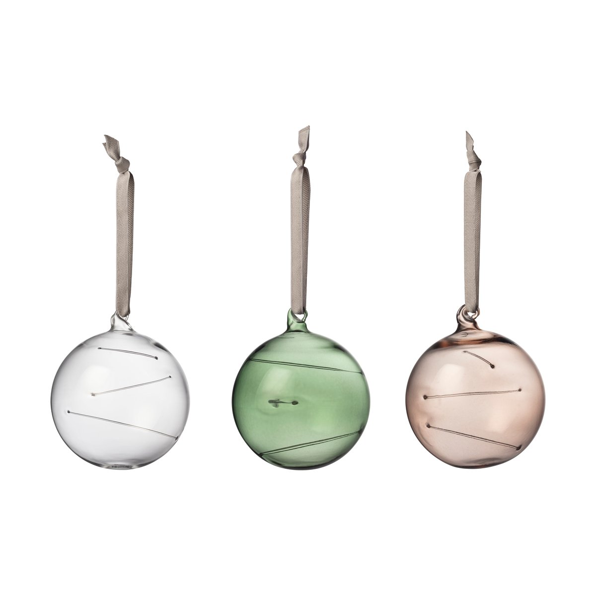 Iittala Solkule Ø8 cm 3-pk Klar-grønn-lin