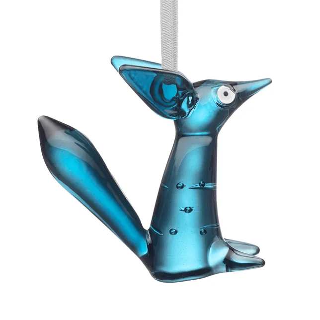 Vulpes glassdekorasjon 8 cm, Stålblå Iittala
