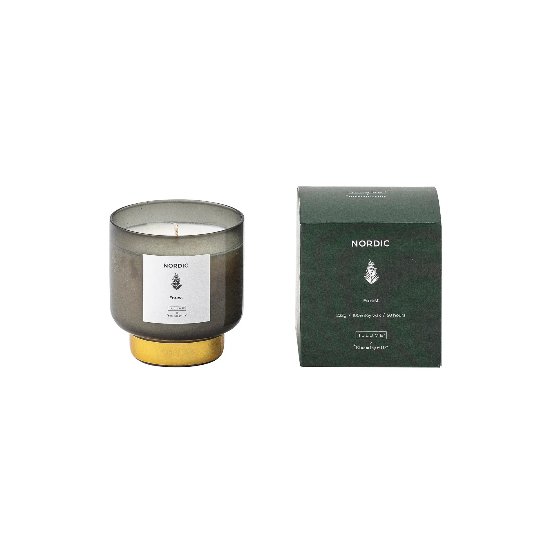Nordic Forest duftlys, 222 g Illume x Bloomingville