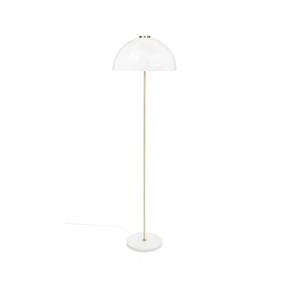 Kupoli gulvlampe, Hvit-messingdetaljer-hvit skjerm Innolux