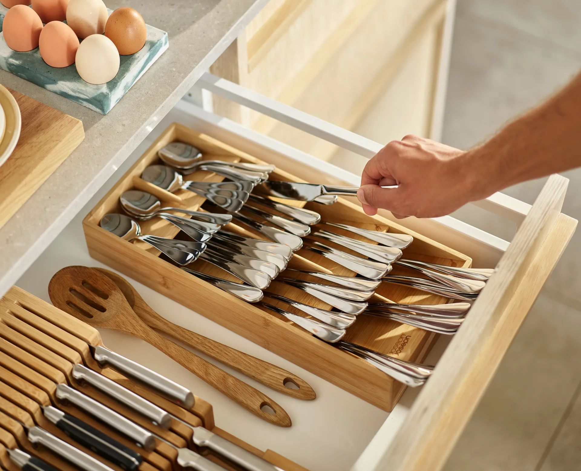 Drawerstore bestikkskuff bambus, Large Joseph Joseph