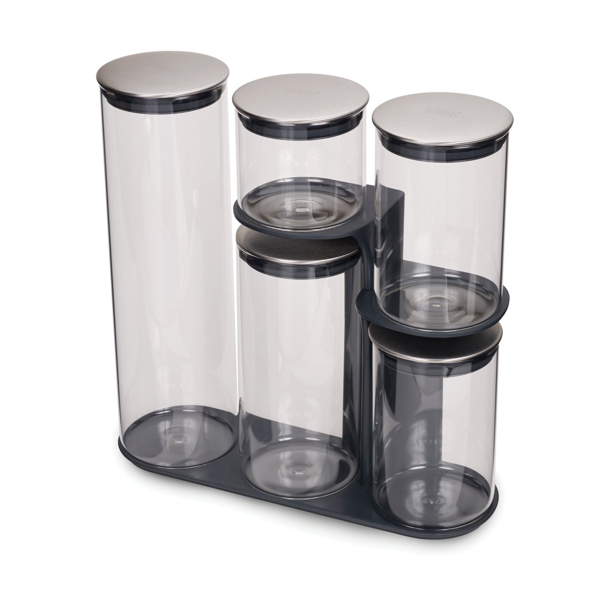 Joseph Joseph Podium, Universelt beholder sett, 5,4 l, Glass, Silikon, Rustfritt stål, Rustfritt stål, Gjennomsiktig, Avtagbart lokk, Rund