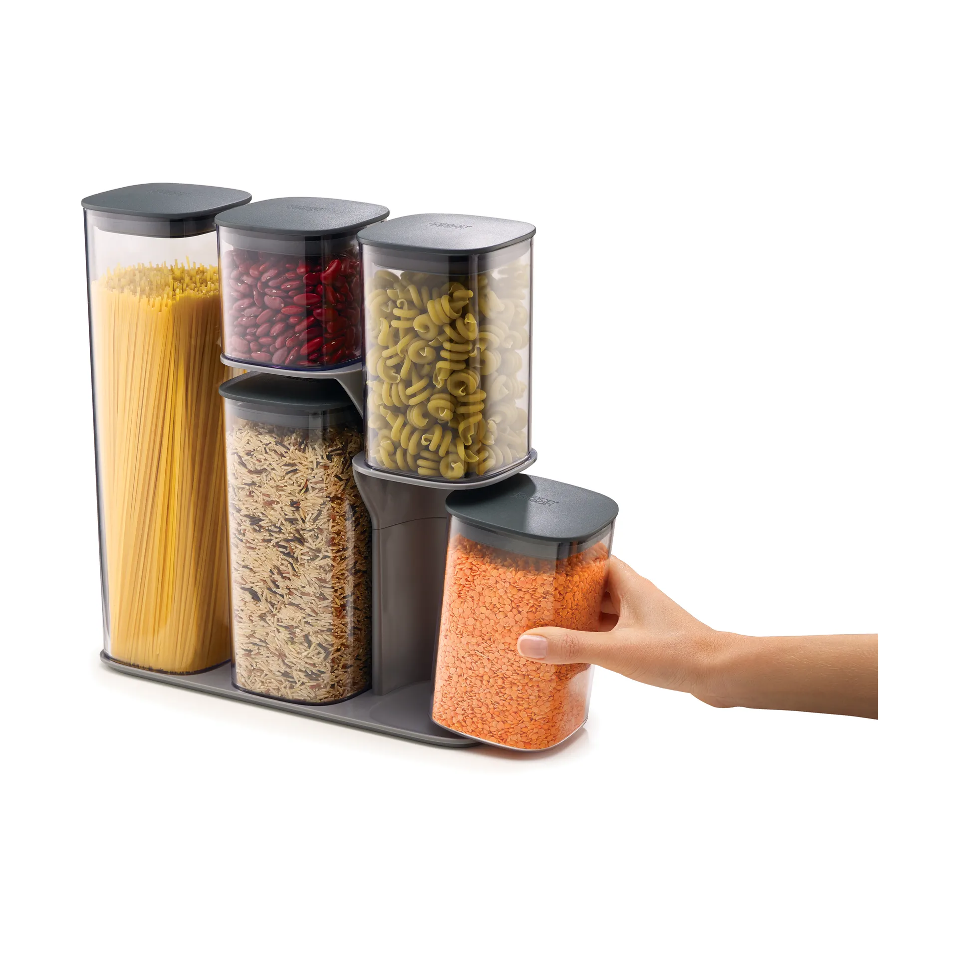 Podium oppbevaringsboks 5 deler, Grå Joseph Joseph