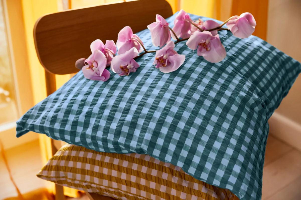 Bæk&Bølge sengesett 140 x 200 cm, Grønn-lyseblå Juna