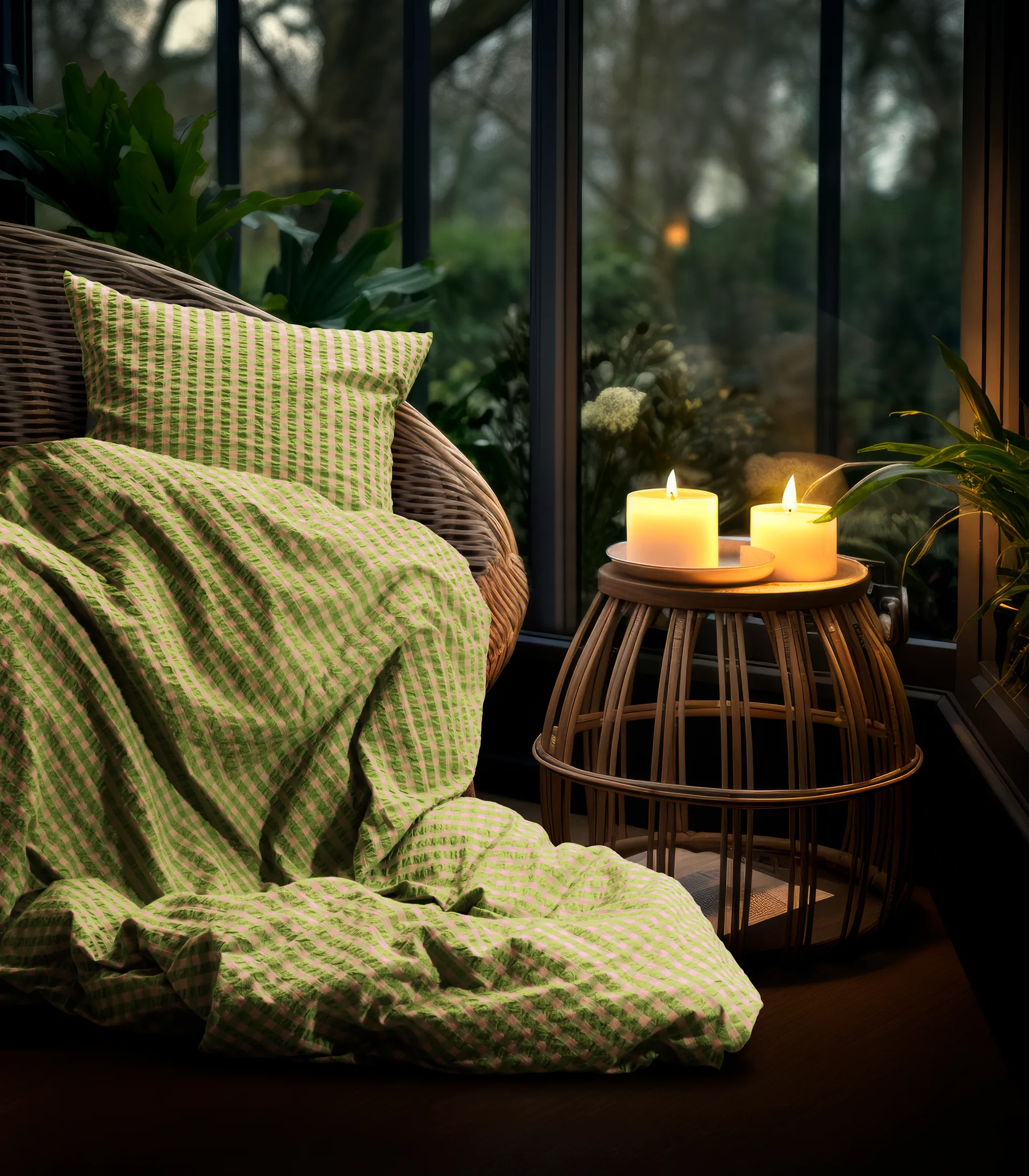 Bæk&Bølge sengesett 140x220 cm, Grønn-Lys rosa Juna