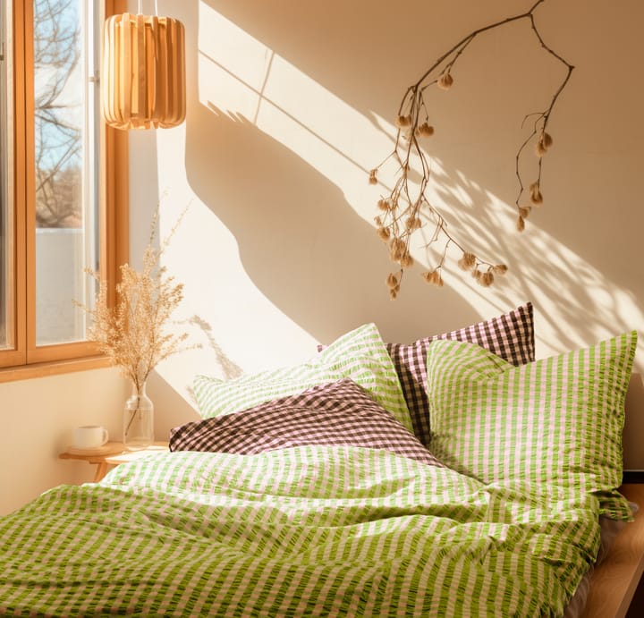 Bæk&Bølge sengesett 140x220 cm - Grønn-Lys rosa - Juna