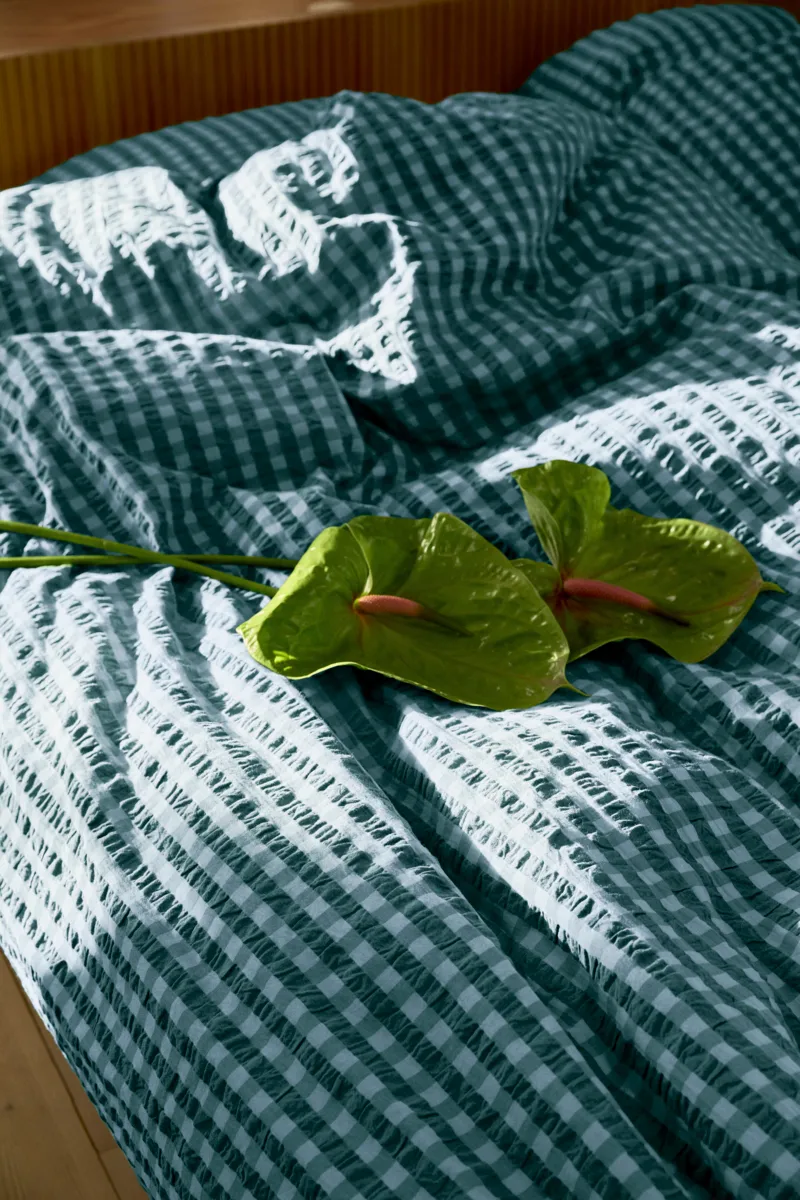 Bæk&Bølge sengesett 200x220 cm, Grønn-lyseblå Juna