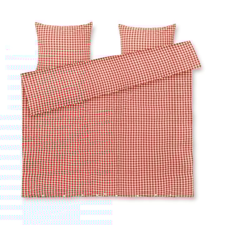 Bæk&Bølge sengesett 220x220 cm - Rød-gul - Juna