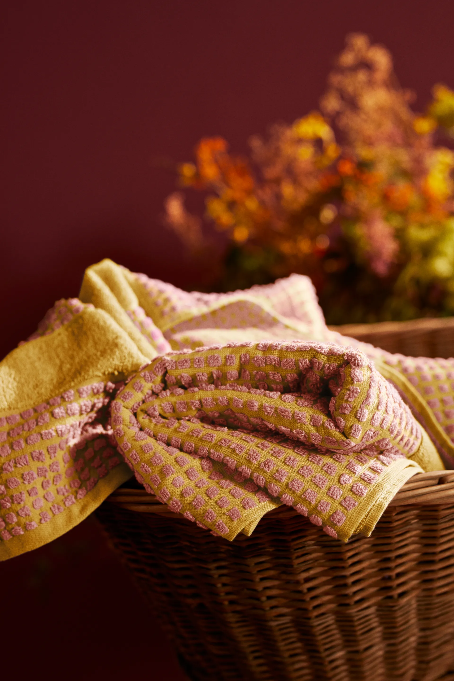 Check håndkle 70x140 cm, Gul-rosa Juna