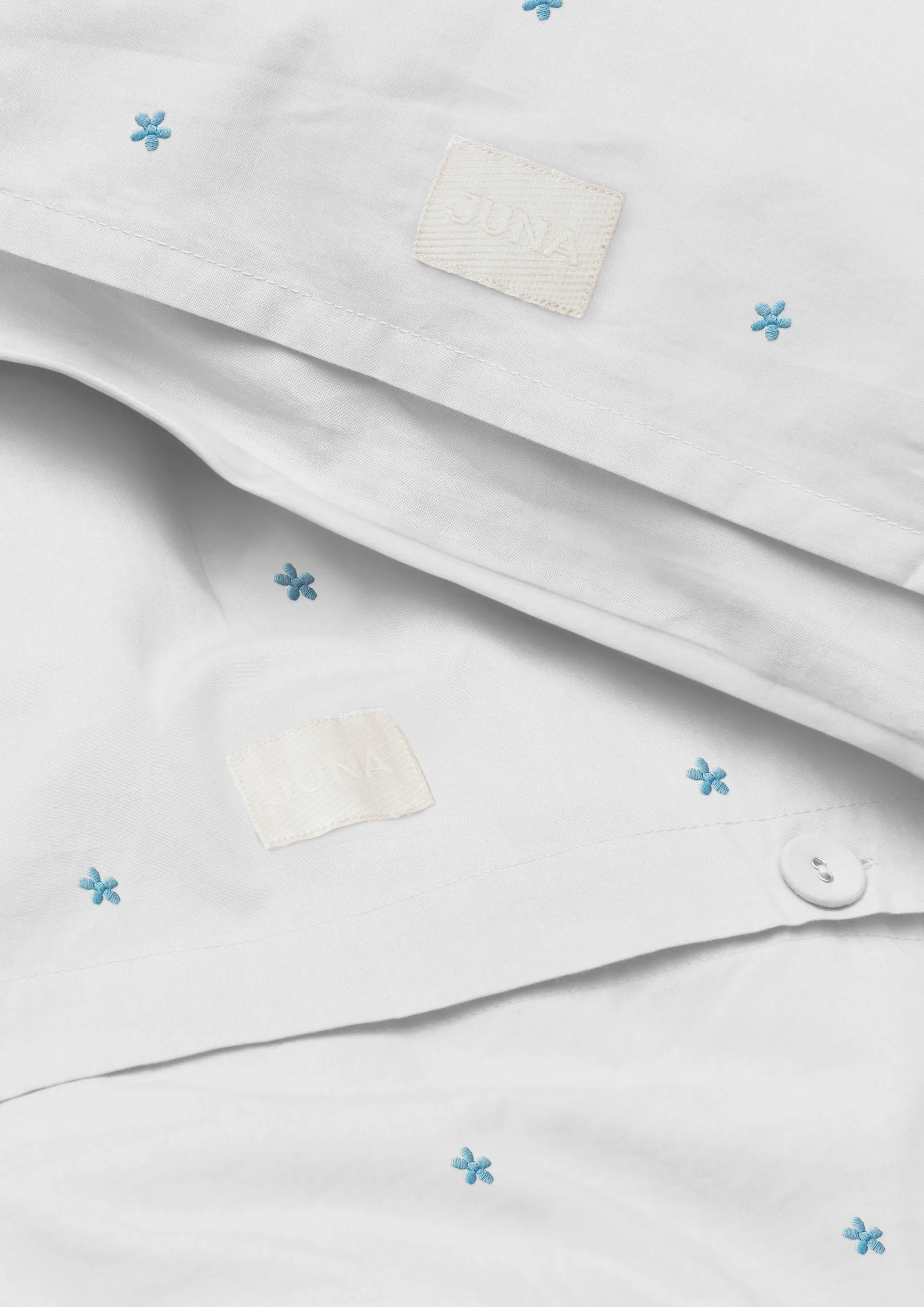 Daisy sengesett 150x210 cm, Hvit-lyseblå Juna