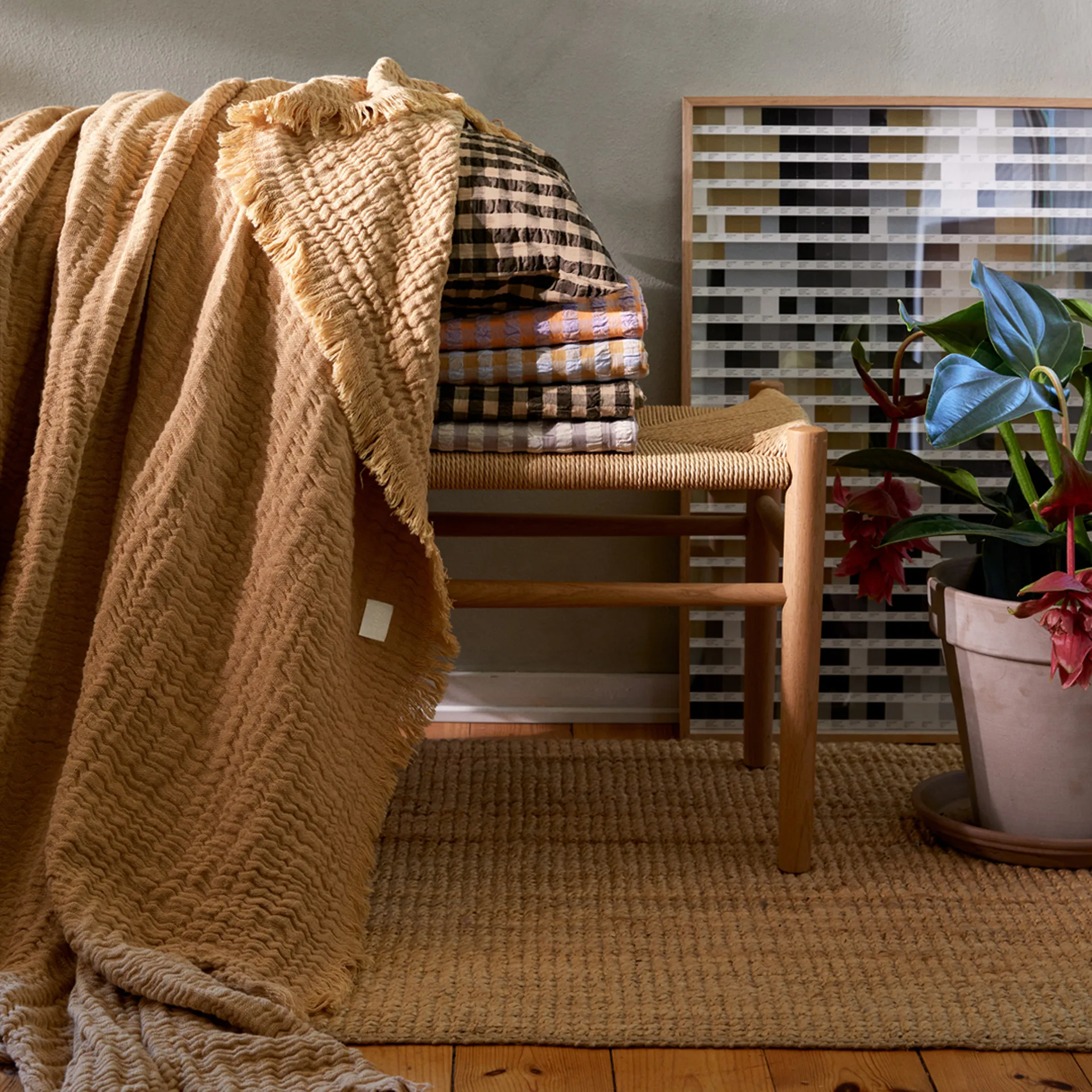 Relover sengeteppe 190 x 240 cm, Sand Juna