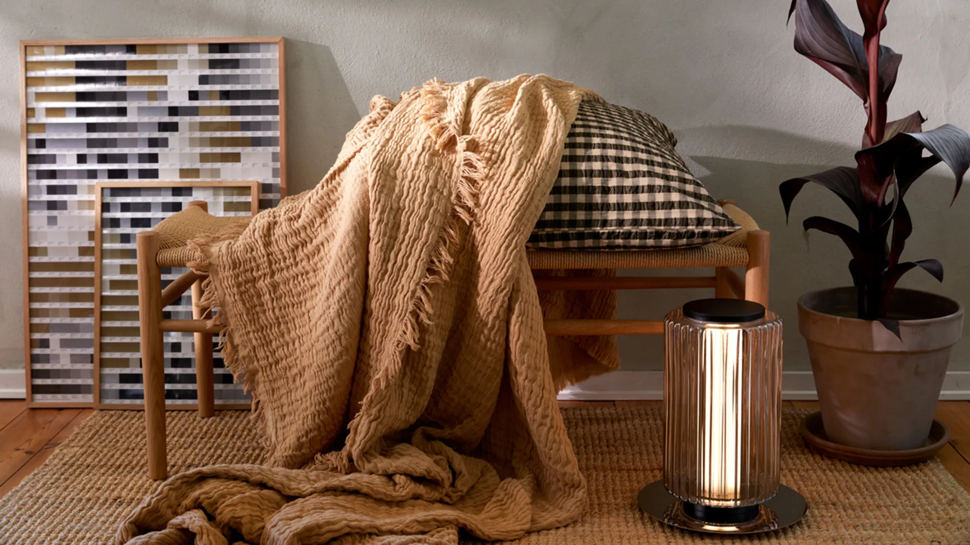 Relover sengeteppe 240 x 260 cm, Sand Juna