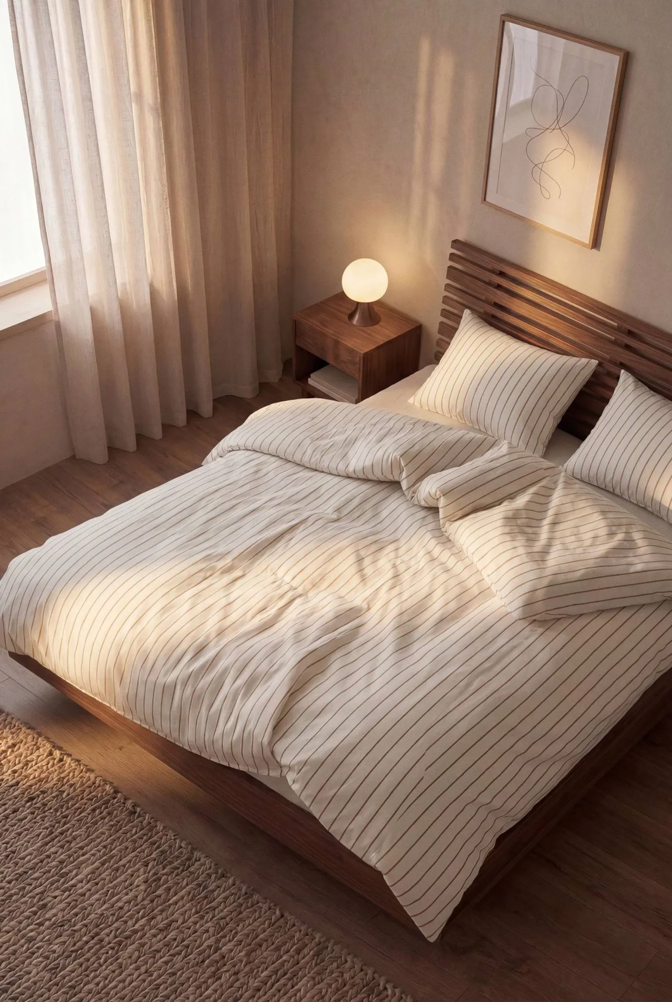 Soft sengesett, 150x210/50x60 cm, Offwhite-karamell Juna