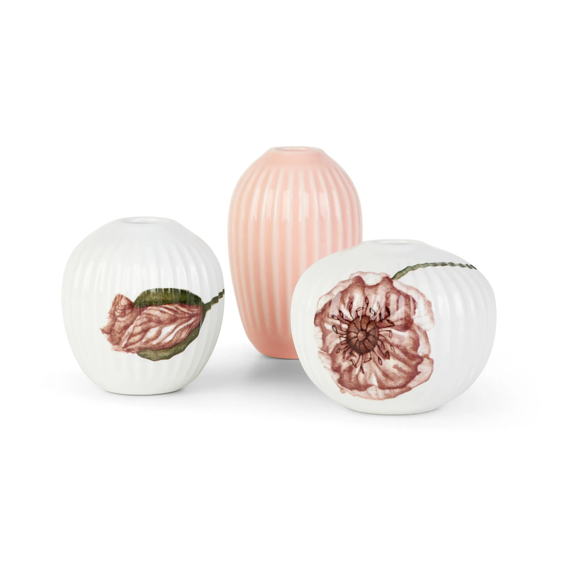Hammershøi Poppy vase miniatyr 3 deler, Hvit-dekor Kähler