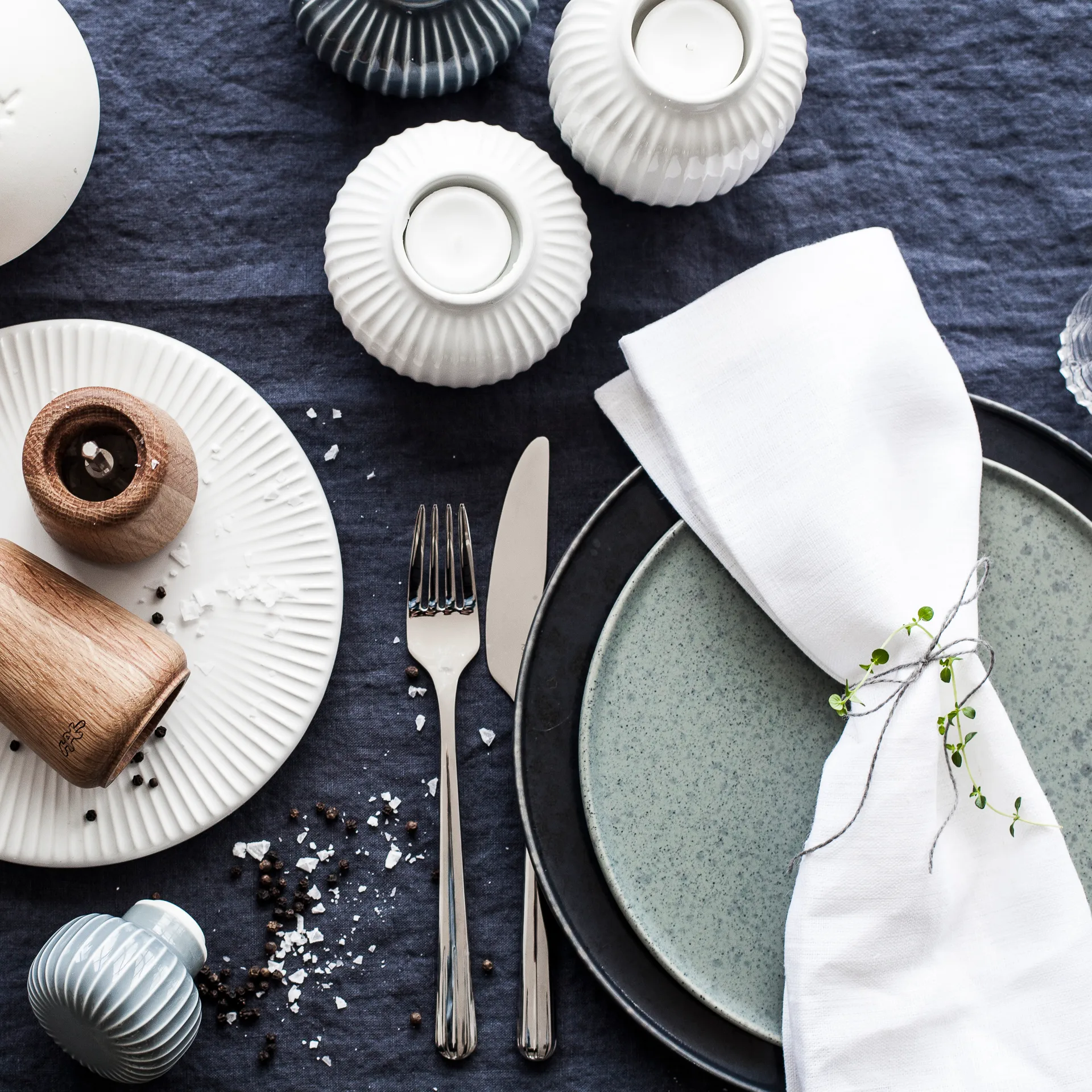 Hammershøi telysholder stor, hvit Kähler