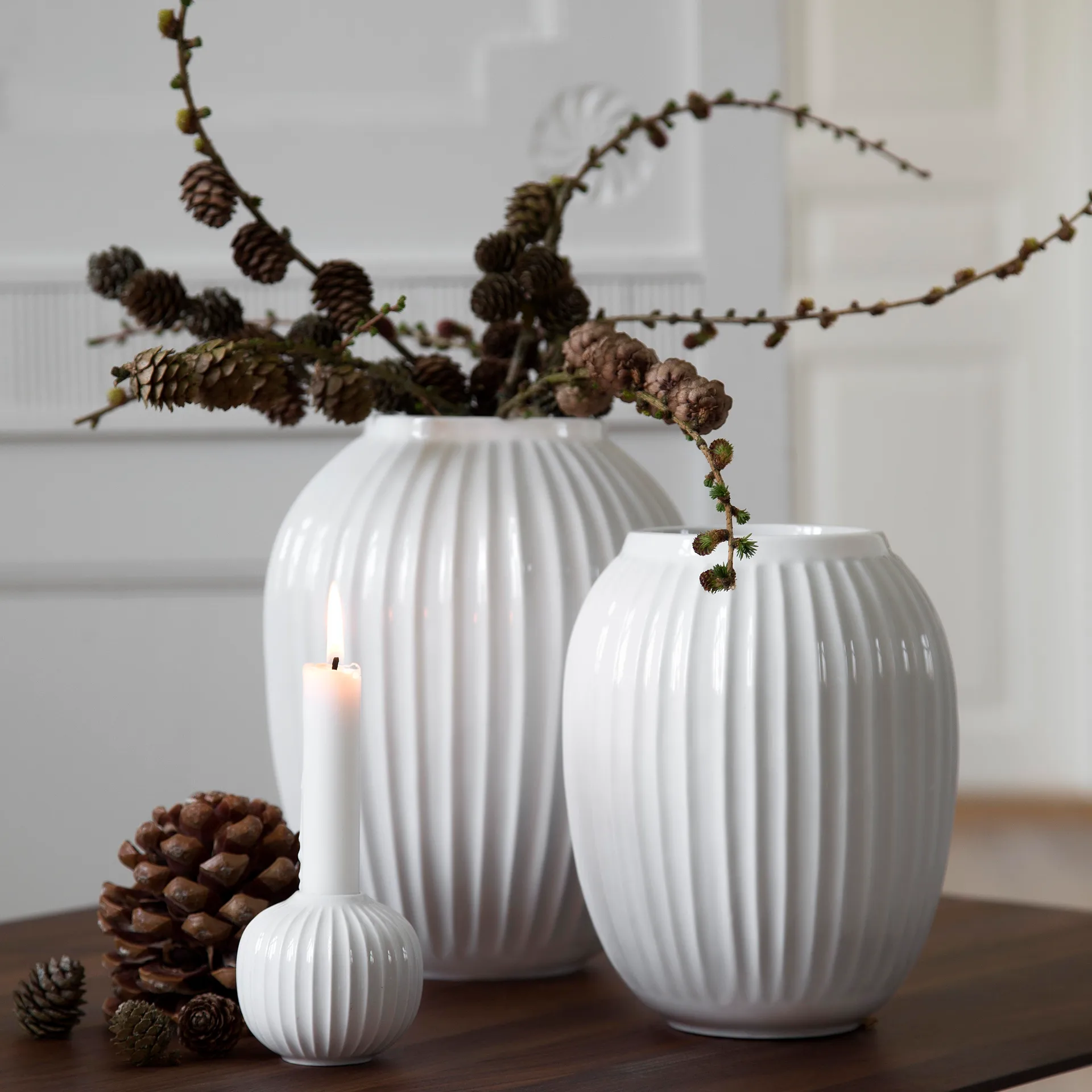 Hammershøi vase stor, hvit Kähler