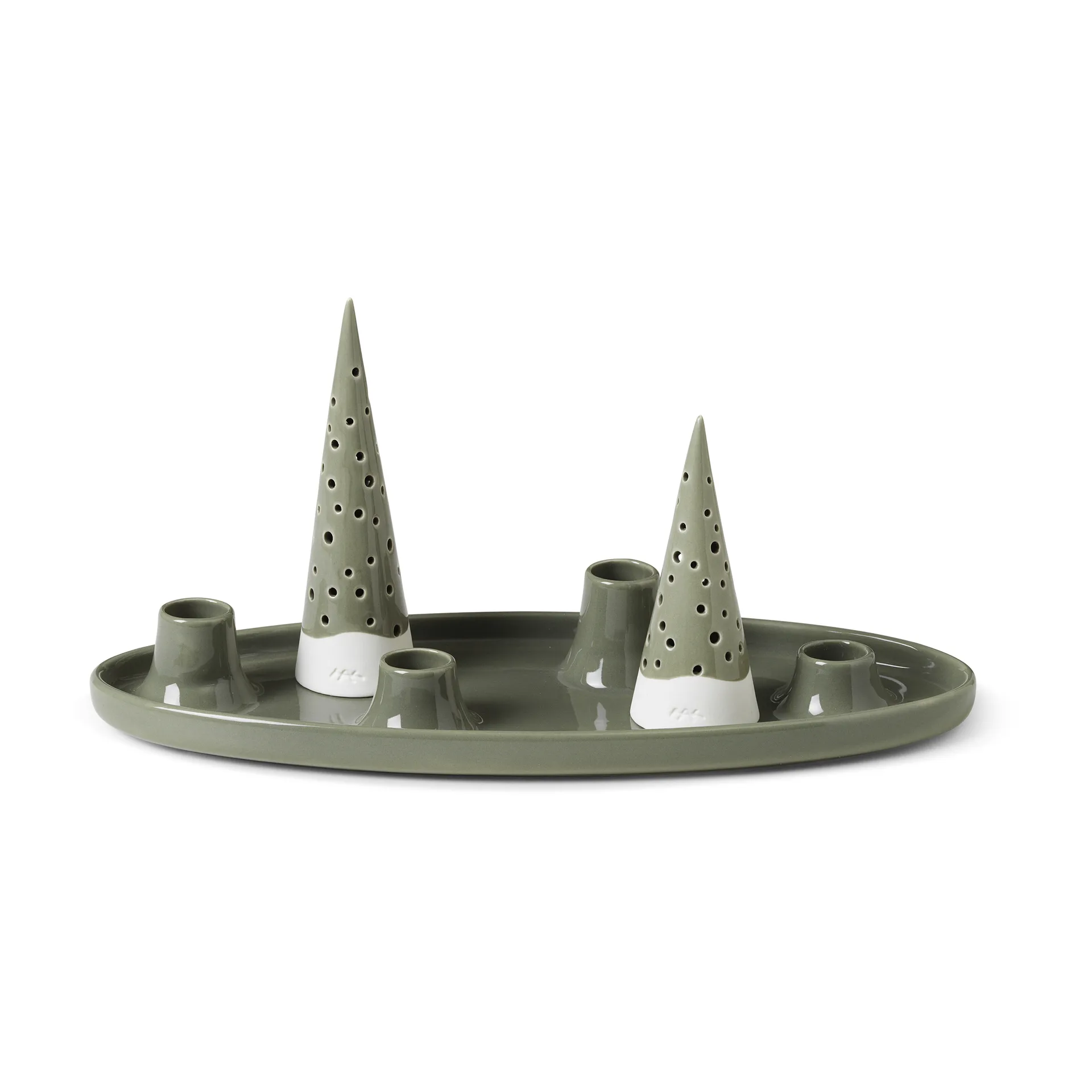 Nobili oval adventslysestake 33 cm, Grønn Kähler