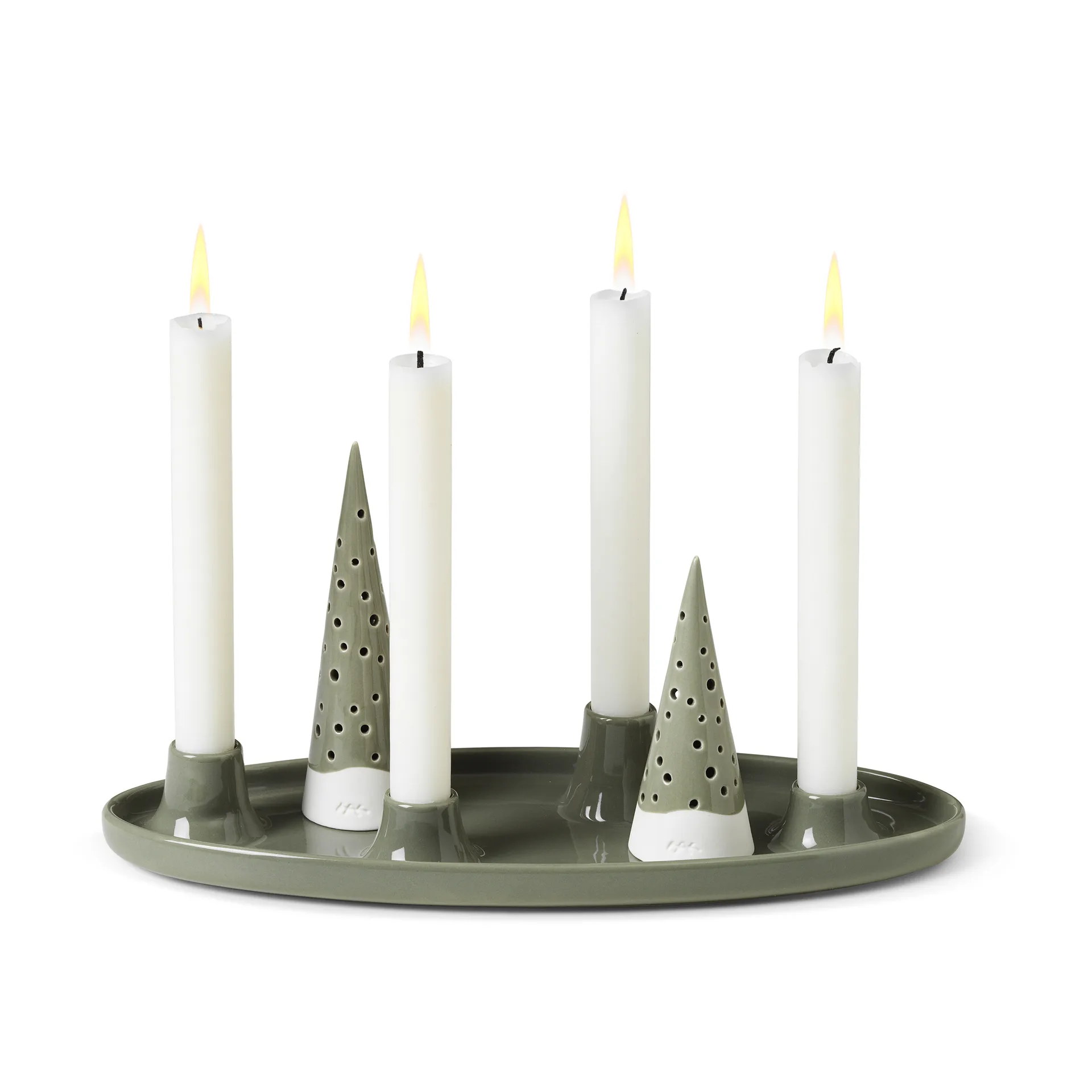 Nobili oval adventslysestake 33 cm, Grønn Kähler