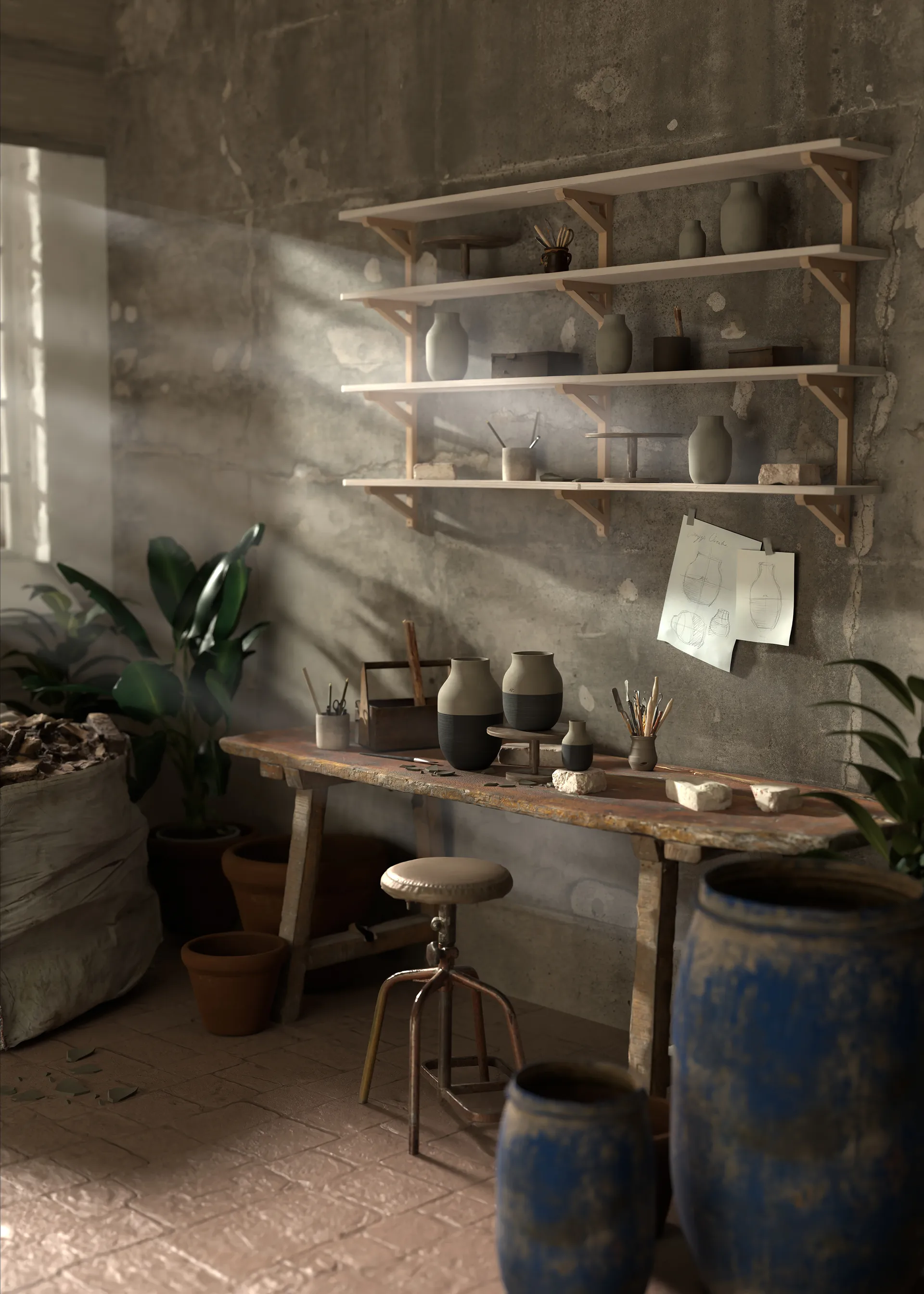 Omaggio Circulare Vase H31 cm, Antrasittgrå Kähler