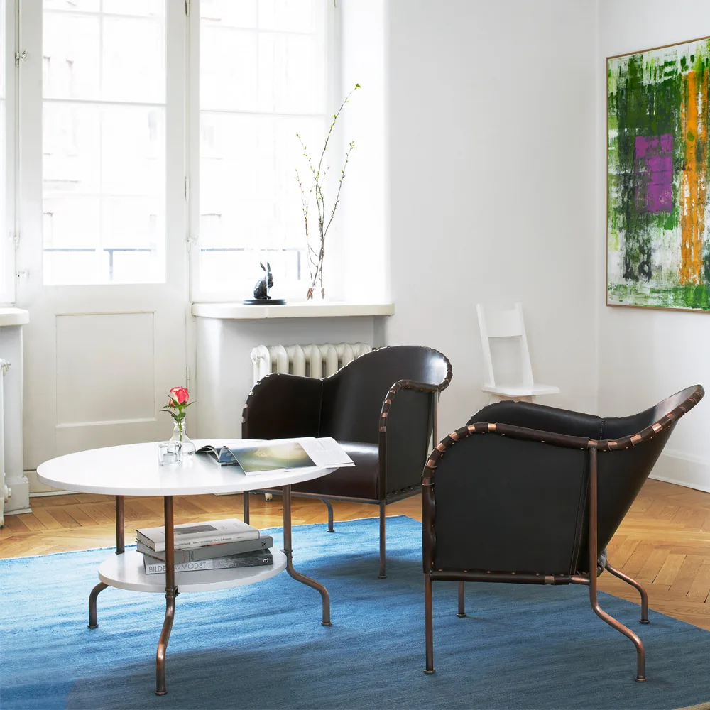 Bruno lenestol, Kjernlær natur-messingstativ Källemo