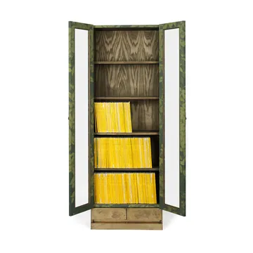 National Geographic 25 år bokskap - Grønn/messing-linstoff-2skuffer - Källemo